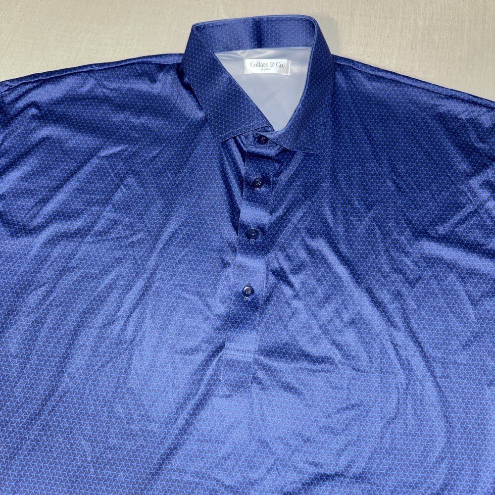 Collars and Co Golf Polo Geometric Navy Blue Size 2XL Preppy (read)